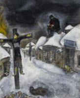 Marc Chagall; Kreuzigung, 1944; Bleistift, Gouache und Wasserfarbe auf Papier, 65 x 50 cm; Israel Museum, Jerusalem;  VG Bild-Kunst, Bonn 2010